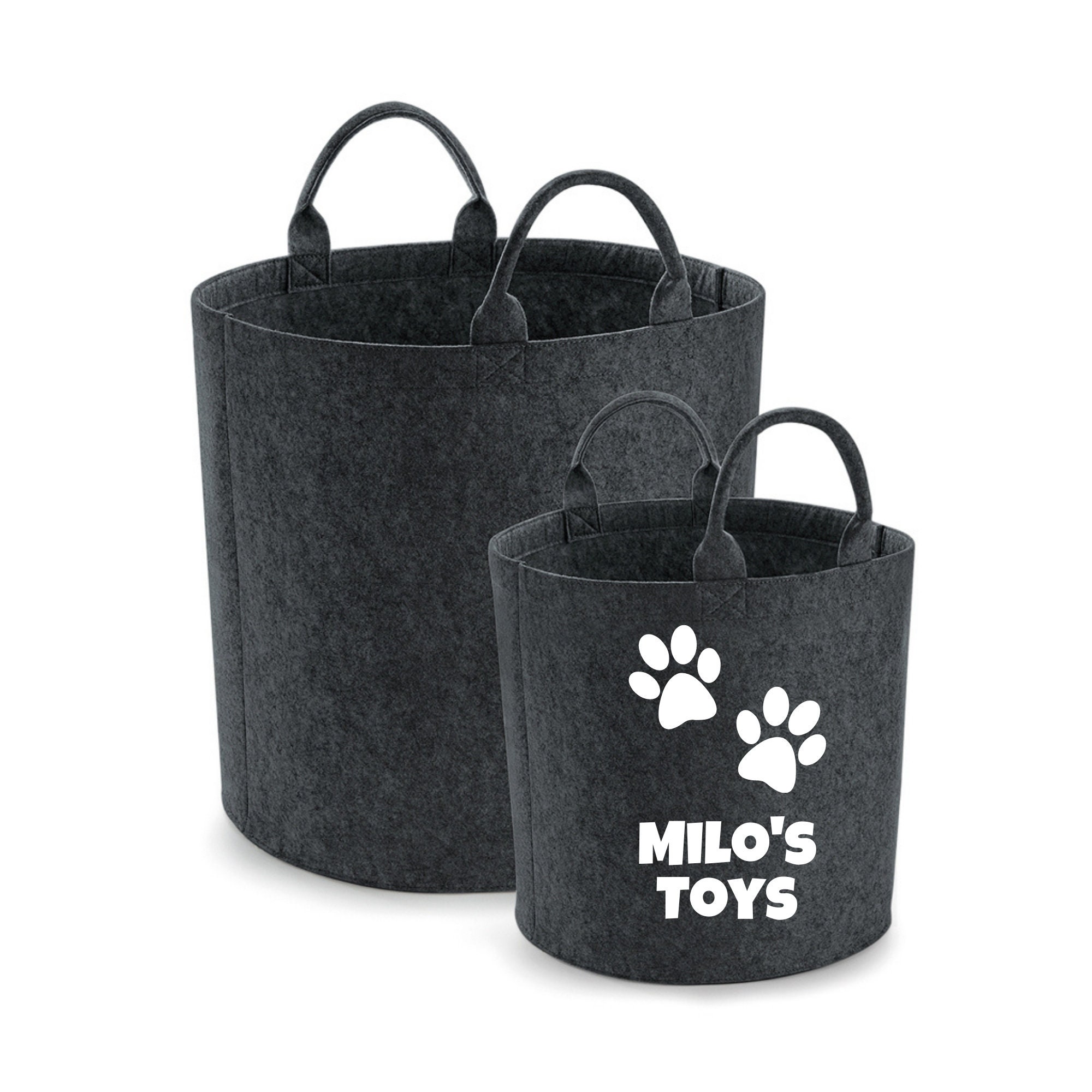 Personalised Dog Basket Dog Toy Basket Pet Paw Print Felt Etsy