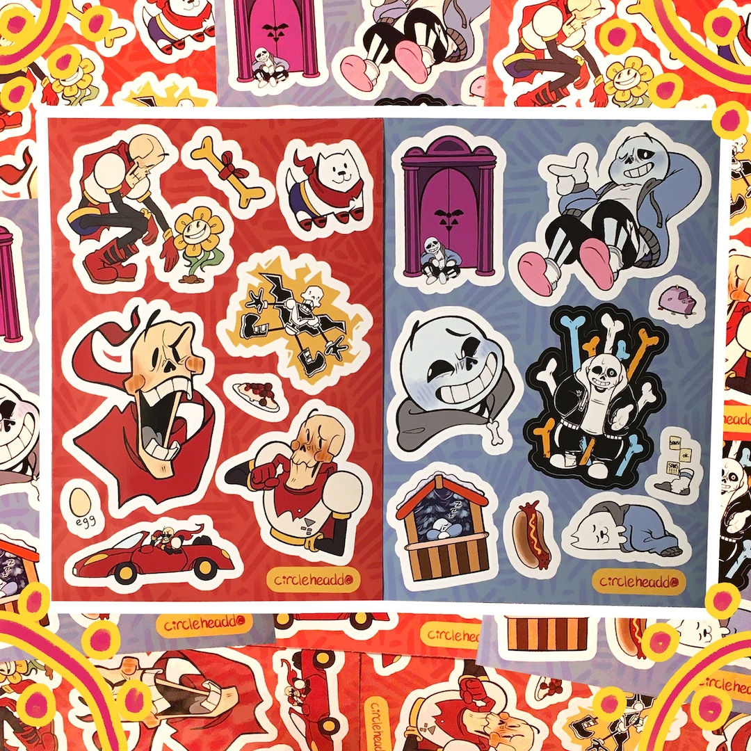 Sans and Papyrus A5 Sticker Sheets