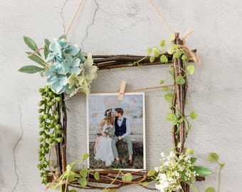 Rustic Real Wood Sticks And Twigs, Boyfriend Girlfriend Couples I Love You Picture Frame-4 x 6 Or 5 x 7 Photo (Woodsticks)