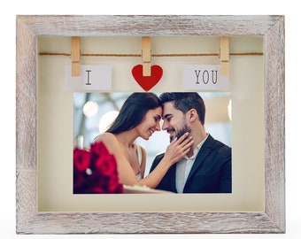 Personalized Handmade Picture Frames- Real Solid Wood Shadow Box, Valentines Day Gift for Him Personalized-4 x 6 Photo