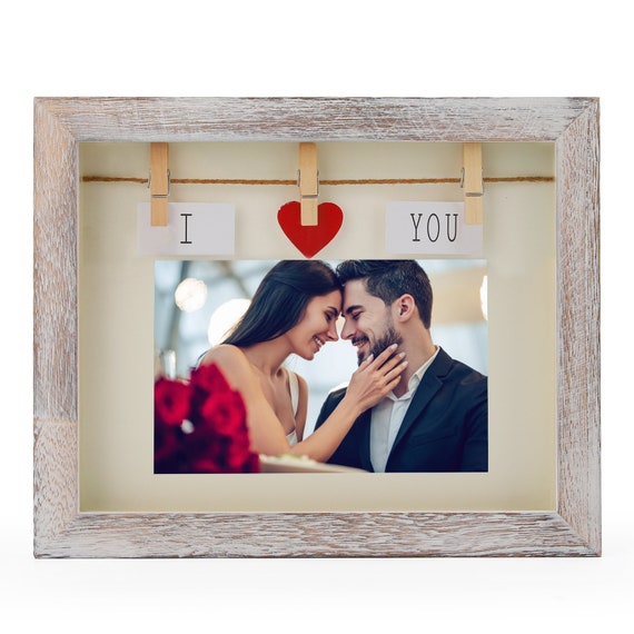 Cornici personalizzate fatte a mano Vera scatola ombra in legno massello,  regalo di San Valentino per lui personalizzato-4 x 6 foto -  Italia