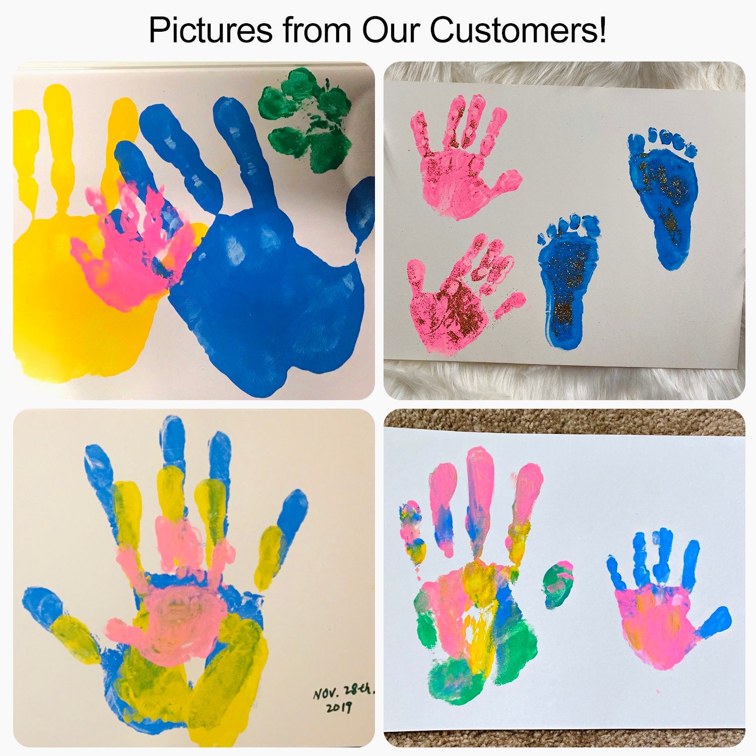 Personalized Family Handprint Kit, Paint Craft DIY Baby Keepsake Frame,  Non-toxic Paints With Large Size Family Photo Frame 