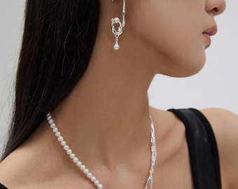 Sterling Silver Asymmetric Earrings