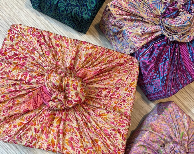 Sari Fabric Furoshiki Gift Wraps - Sari gift wrap, Furoshiki gift wrap, recycled sari, Handmade sari gift wraps, Eco friendly