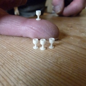 24th Scale Dollshouse Miniature Set of 4 goblets hand-turned in bone. OOAK Miniatures  1 24 minis 24th Scale Woodturning