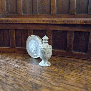 12th Scale Dollshouse Miniature Urn Hand-Turned in Granite/Marble Effect Acrylic with Removable Finial Lid. OOAK Miniatures. 1 12 Minis