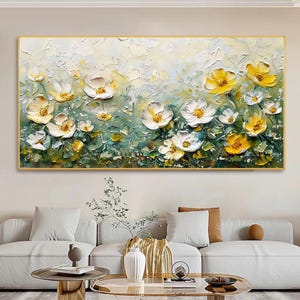 Handgemaltes 3D Blumen Ölgemälde, Impasto Strukturierte Wandkunst, große abstrakte Blüten Leinwandkunst, Original FloralEs Wohndekor, Individuelles Geschenk