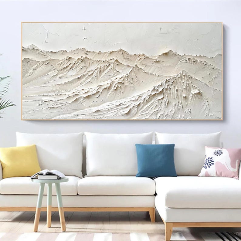 3D Textured Mountain Oil Painting On Canvas, Abstract Landscape Canvas Art, Large Impasto Wall Art, Earth Color Painting, Living Room Decor