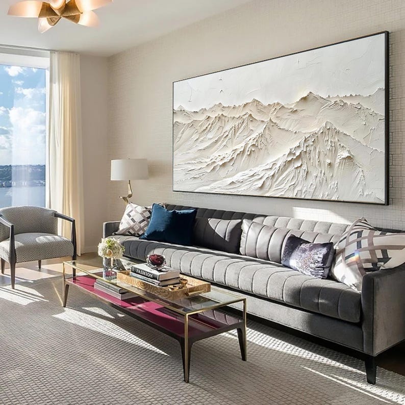 3D Textured Mountain Oil Painting On Canvas, Abstract Landscape Canvas Art, Large Impasto Wall Art, Earth Color Painting, Living Room Decor