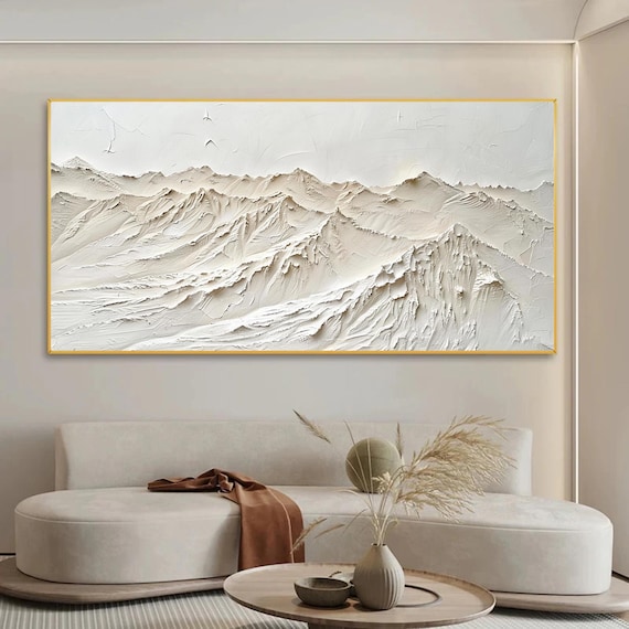 3D Textured Mountain Oil Painting On Canvas, Abstract Landscape Canvas Art, Large Impasto Wall Art, Earth Color Painting, Living Room Decor