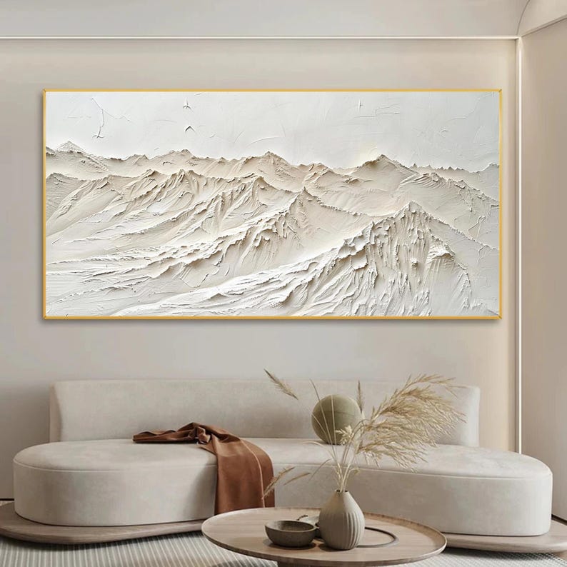 3D Textured Mountain Oil Painting On Canvas, Abstract Landscape Canvas Art, Large Impasto Wall Art, Earth Color Painting, Living Room Decor