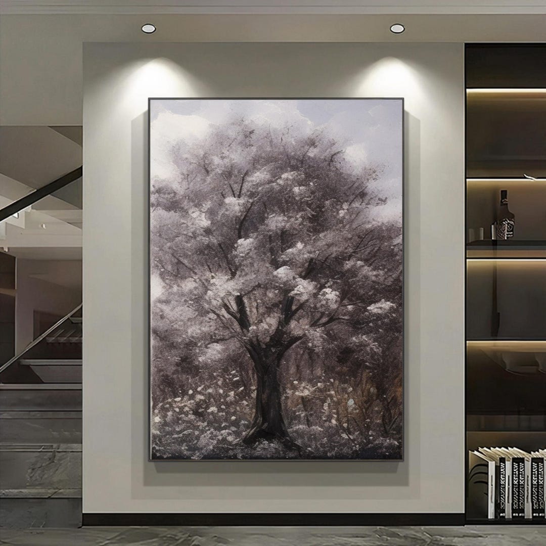 Abstract Tree Landscape Oil Painting, Original Autumn Scene Canvas Art ...