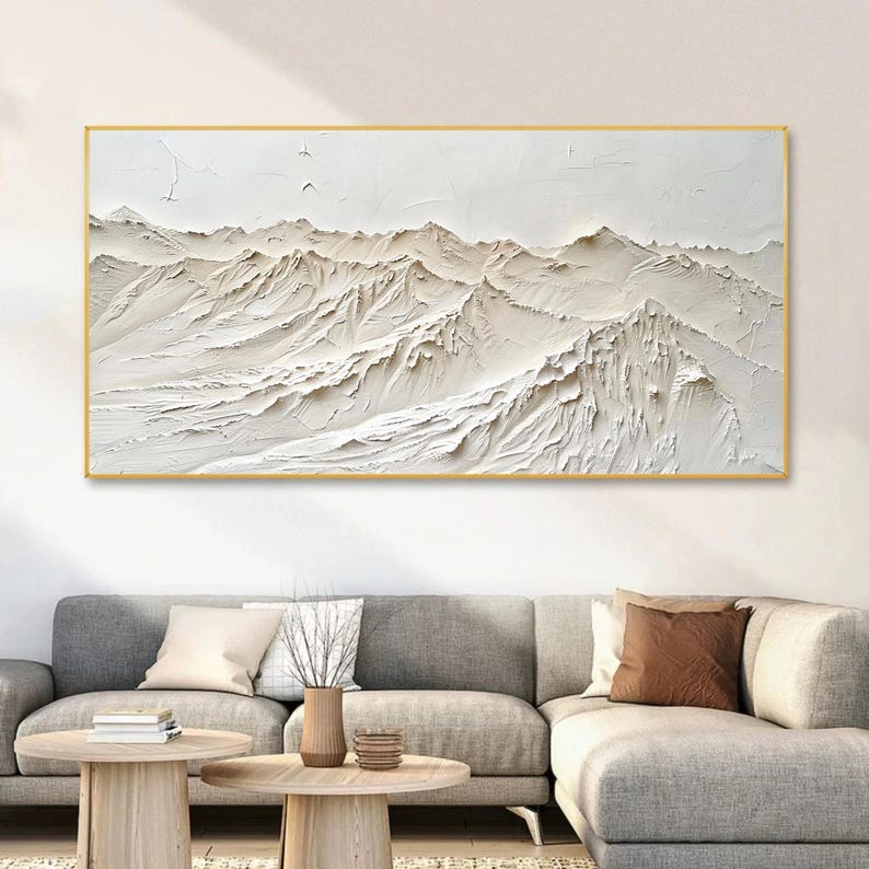 3D Textured Mountain Oil Painting On Canvas, Abstract Landscape Canvas Art, Large Impasto Wall Art, Earth Color Painting, Living Room Decor