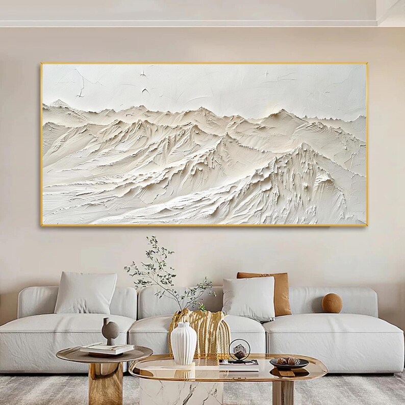 3D Textured Mountain Oil Painting On Canvas, Abstract Landscape Canvas Art, Large Impasto Wall Art, Earth Color Painting, Living Room Decor