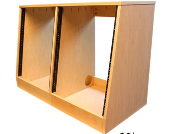 Recording Studio Audio Equipment Rack - 14u Angled Front Double Bay