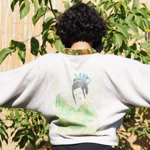 art kimono, organic cotton quilted fall jacket byMasha . With original art work