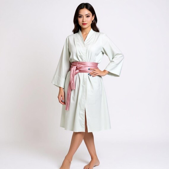 Handmade Embroidered Cotton Kimono Coat: Boho Style Plus Size Dress