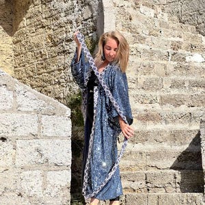 Handmade Sequin Velvet Kimono Robe: Boho Bridal Cover-Up