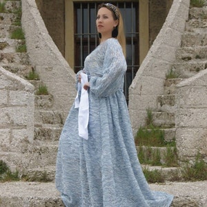 Blue Lace Wedding Kimono - Cottagecore Bridal Robe with Kimono Sleeves, Guest Dress & Boho Party Cover-Up