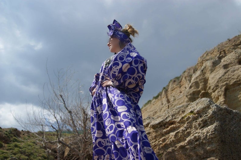 Original African cotton fabric dress ,kimono ,kaftan, ,long bohemian dress , boho dress, gift for her. image 7