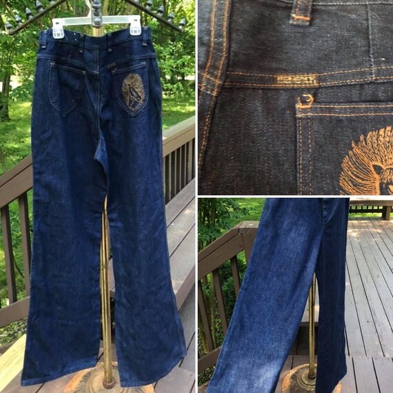 1970s Maverick Bell Bottom Jeans, Vintage Size 14