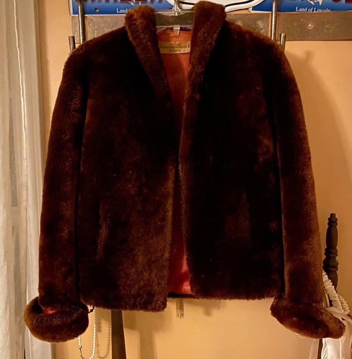 1940s Famous Barr St. Louis Mouton Fur Short Coat in Red/Brown Etsy