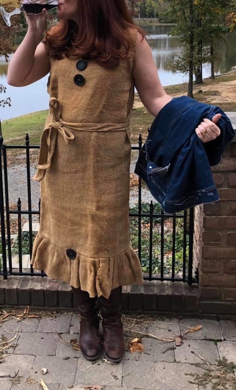 Vintage 1960s Burlap Sack Dress Etsy