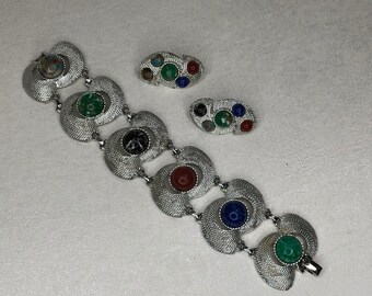Vintage 60/'s Sarah Coventry Costume Jewelry Fancy Free Bracelet /& Earrings Set