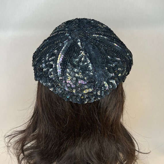 Lynn Brooke Vintage Blue Sequin and Beaded Juliet… - image 7