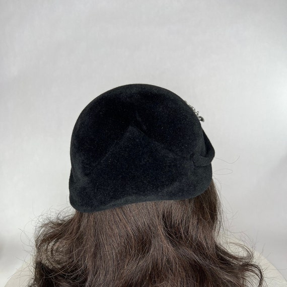 Young Towner’s Hat Shop Black Felt Vintage Hat wi… - image 7