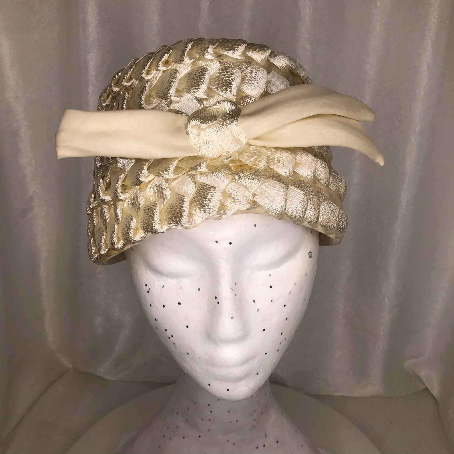 Adele Claire Vintage Cream Colored Hat With Bow Etsy