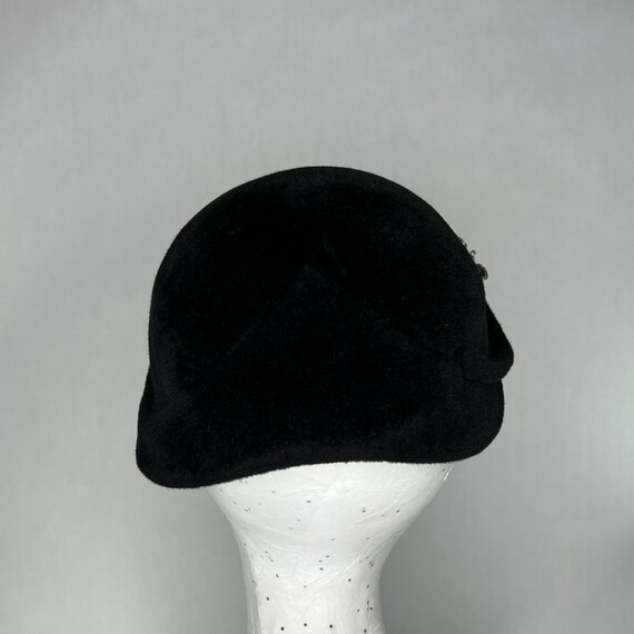 Young Towner’s Hat Shop Black Felt Vintage Hat wi… - image 3