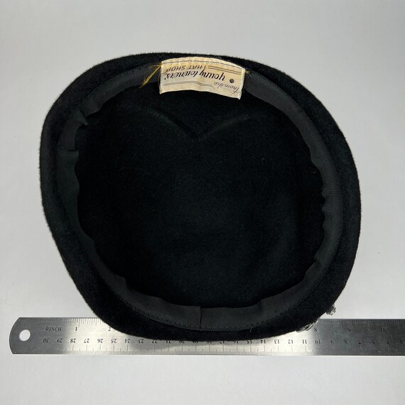 Young Towner’s Hat Shop Black Felt Vintage Hat wi… - image 9