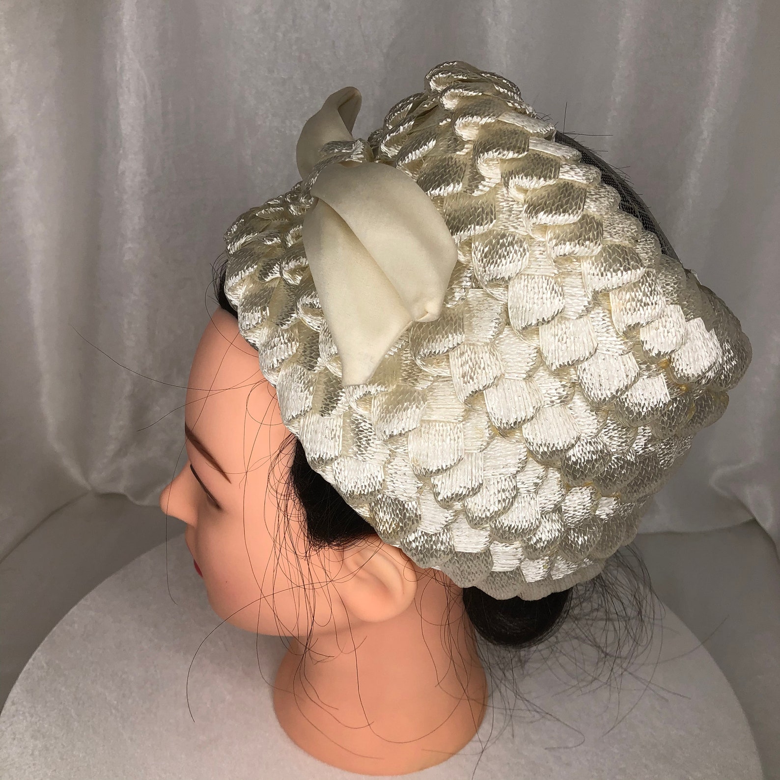 Adele Claire Vintage Cream Colored Hat With Bow Etsy