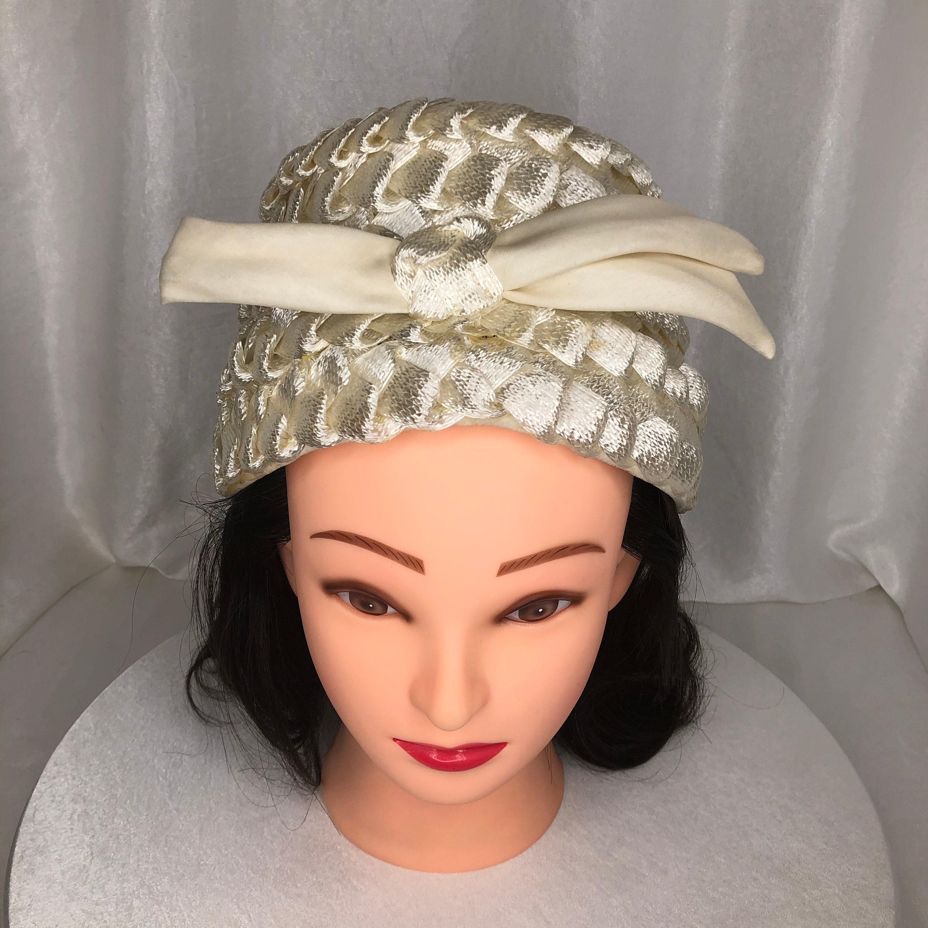 Adele Claire Vintage Cream Colored Hat with Bow Etsy