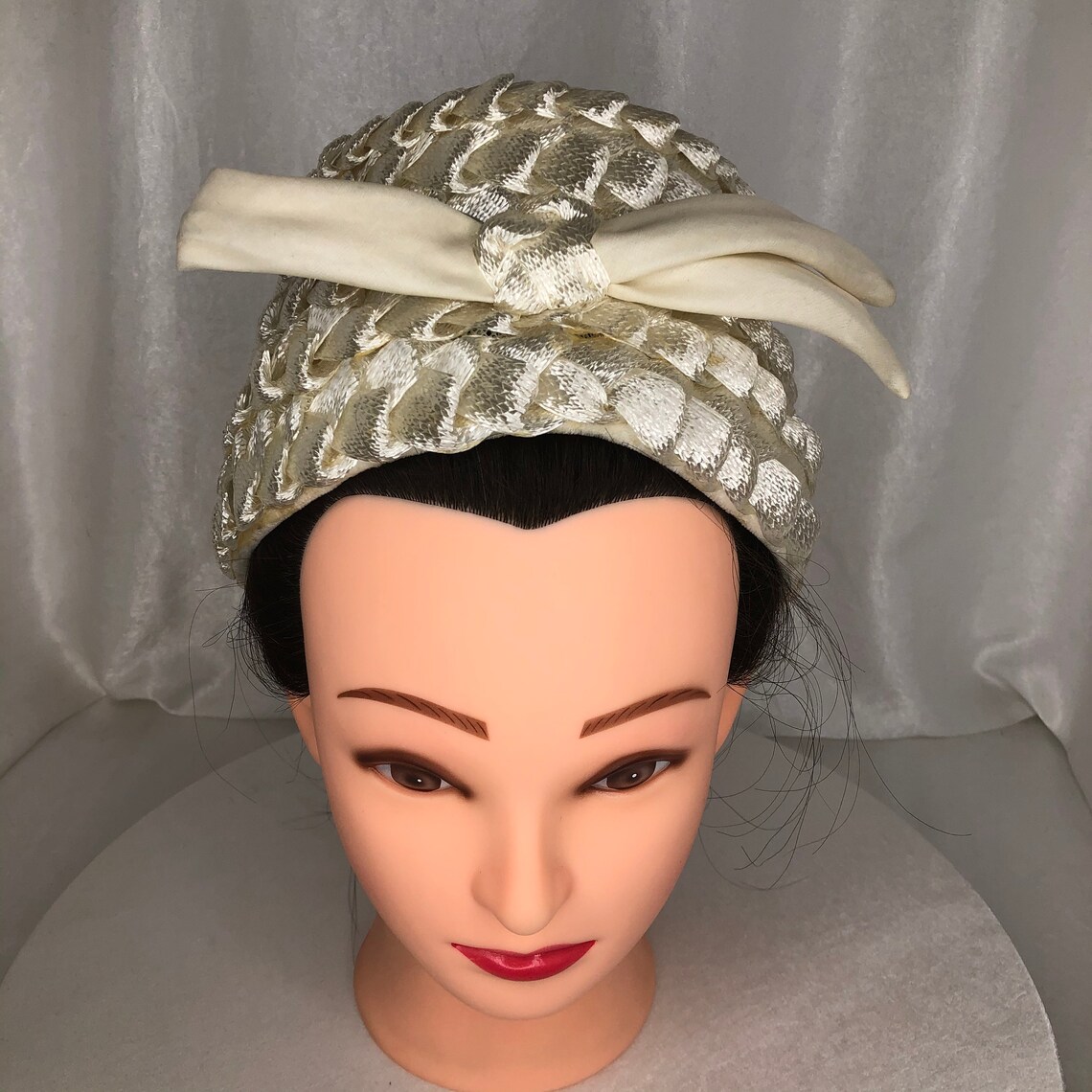 Adele Claire Vintage Cream Colored Hat With Bow Etsy