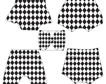Black and white checkered diamonds