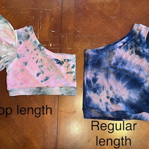 Custom Inked One Shoulder Crop Top with Mesh Double Layer Ruffle - Lycra main image 1