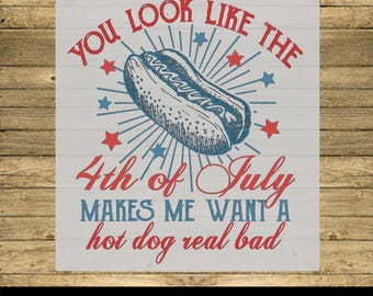 You look like the 4th of July hot dog, 4th of July DTF Transfer, 4th of July hot dog  T-shirt print, T-shirt transfer, Direct to Film