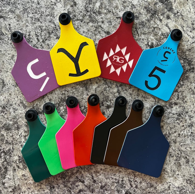 Custom Engraved Cattle Ear Tag Custom Logo Cattle Ear Tag Etsy