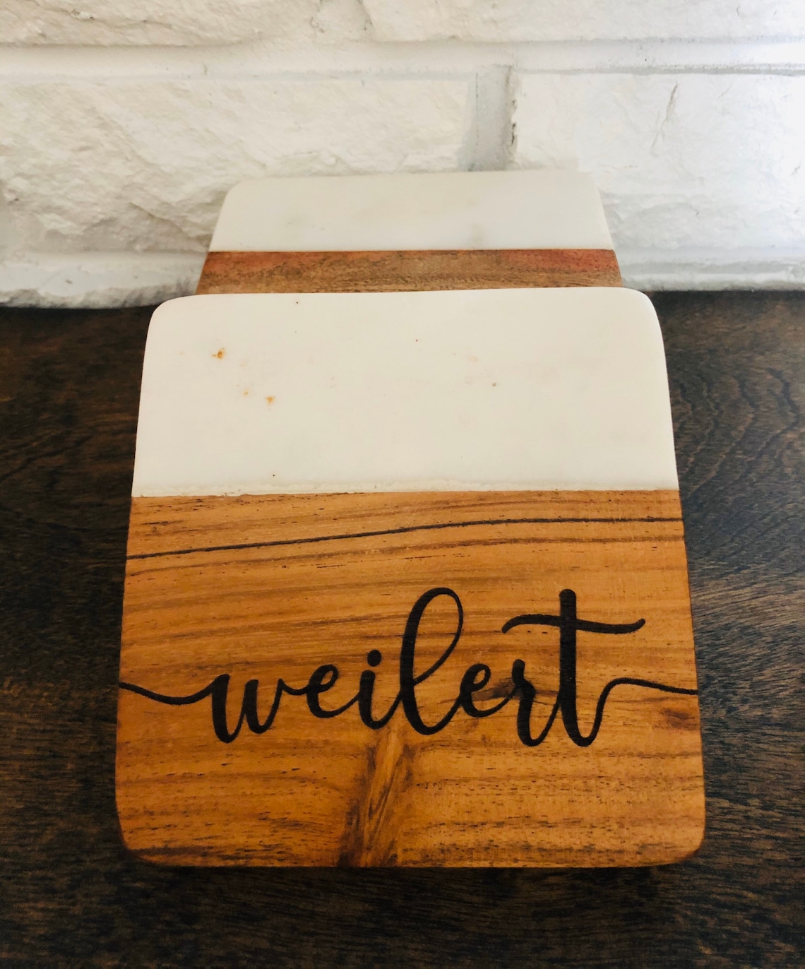 Custom Laser Engraved Coasters Personalized Marble and Wood Etsy