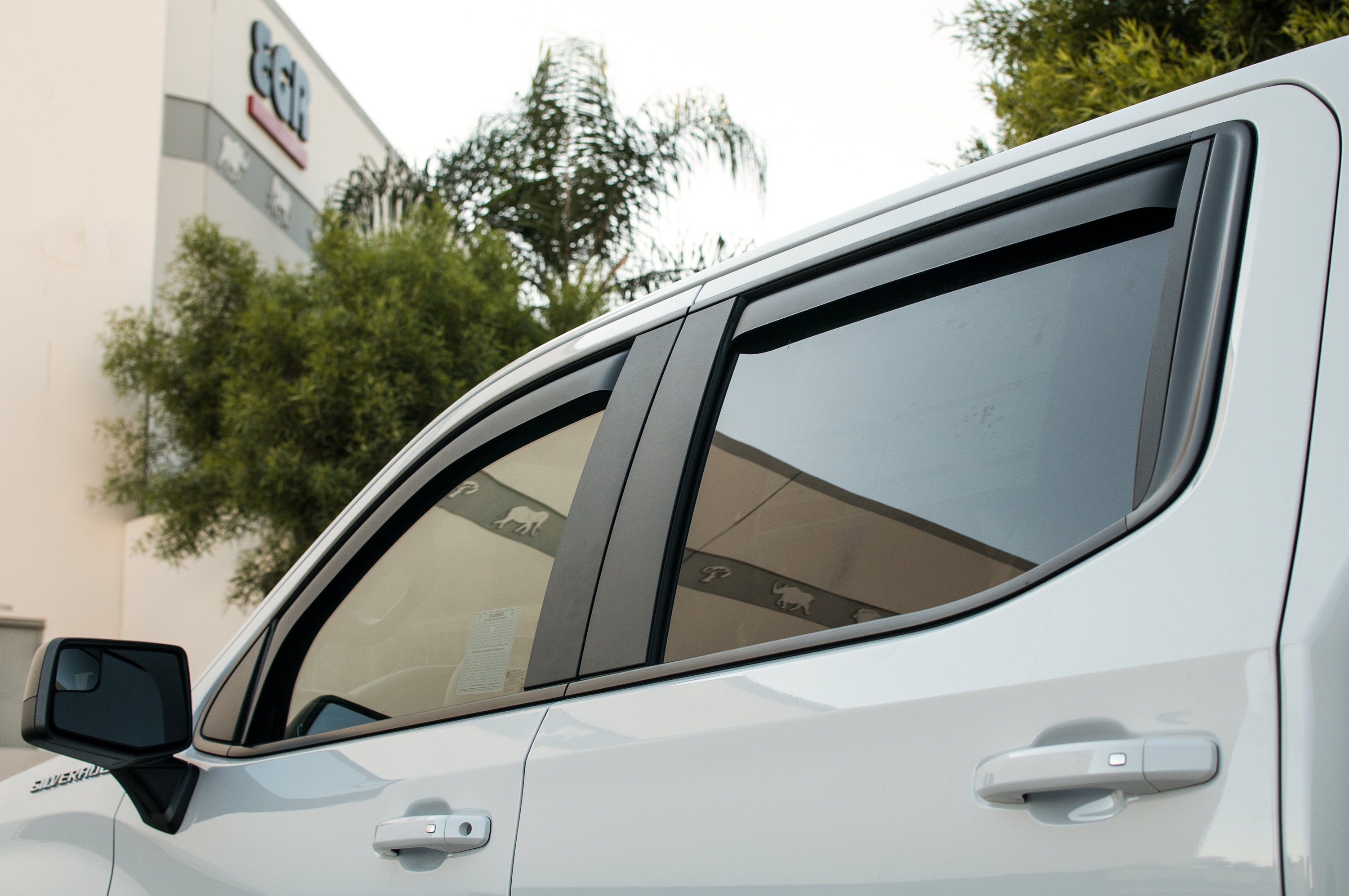 In-Channel Vent Window Visors (Dark Smoke) For 2019-2023 Ford Ranger Crew Cab - 4-Piece Set, Acrylic, No Tape Needed
