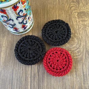 Set of 3 Nylon Dish Scrubbies, eco-friendly, reusable, Dish Scrubby, Crochet Round Scrubbies