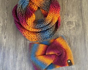 Handmade Knit Headband Infinity Scarf Set - Etsy display picture 3