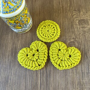 Set of 3 Nylon Dish Scrubbies, eco-friendly, reusable, Dish Scrubby, Crochet Heart Scrubbies