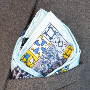 Mens Gifts, Silk Pocket Square in Light Blue The Cats Empire  silk handkerchief, gift for husband, gifts for men, Gifts for Him, boss gift