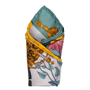 Mens Gifts, Silk Pocket Square in Blue The Mysterious Lion King silk handkerchief, gift for husband, gifts for men, Gifts for Him, boss gift