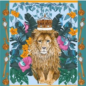 HERMESエレガントなシルクスカーフ 王冠とライオン Hermes Scarf Lion - Etsy