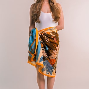 Pareo Silk Cotton, Cotton Sarong, Beach Coverup, Lion King Gold, Beachwear, Bikini Cover Up, Cotton Pareo, Holiday gifts, Lion Gift