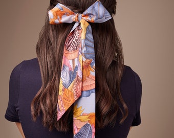 Mulberry silk scarf, The True Summer Blue, Silk Skinny Scarf, Silk Neckerchief, Hair Accessories, Wrist Scarf